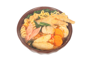 Spicy Indonesian Seblak with Chicken Feet and Various Toppings