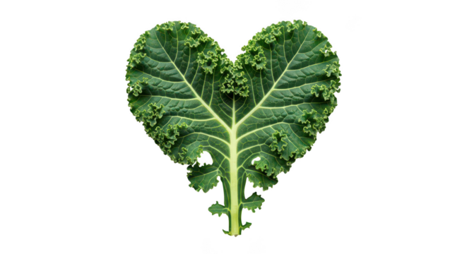 Heartshaped Kale Leaf On Black Background - Powered by Adobe