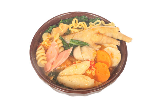 Spicy Indonesian Seblak with Chicken Feet and Various Toppings