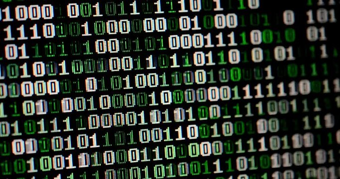 hacking concept green text source code in monitor black tech security