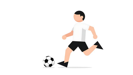 Dynamic vector illustration showcasing a player's energetic kick during a soccer game, emphasizing active movement and athletic performance on a crisp white background
