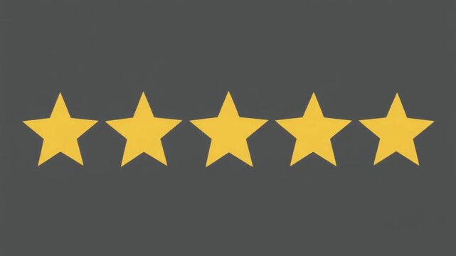 A row of five golden stars on a dark background, representing the highest rating for customer satisfaction, quality service, and positive feedback