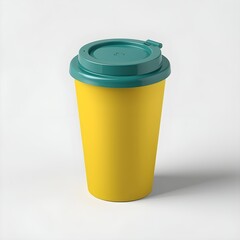 Bright Yellow Coffee Cup Isolated