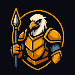 Eagle Knight Esport Mascot Armored Bird Warrior Logo Illustration