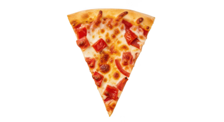 Appetizing Pizza Slice With Red Bell Peppers On Black Background