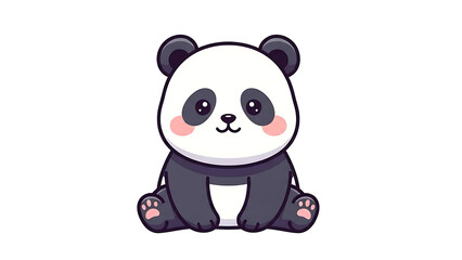Naklejka premium Cute cartoon panda bear sitting and smiling, adorable baby panda illustration for kids and animal lovers