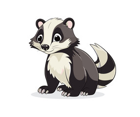 Badger cartoon vector illustration isolated on white background.