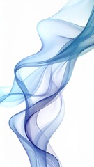 Smooth flowing translucent blue waves and lines on a white background abstract art