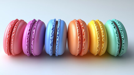 Colorful Macarons Displayed on Light Background for Dessert Enthusiasts