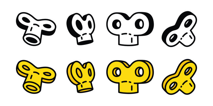wind up toy part vector cartoon character icon logo doodle symbol illustration design isolated yellow