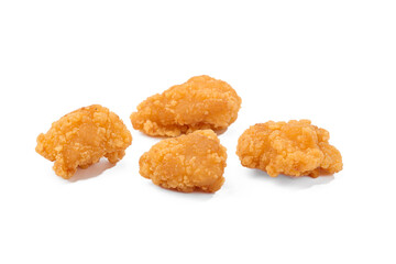 Crispy Golden Fried Chicken Nuggets Isolated on White Background