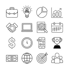 Business Icon Set. Vector Design Pack Isolated on White Background. Grunge Stamp Vector Illustration.
