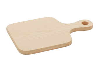 Minimalist Light Wooden Cutting Board With Handle And Hole Kitchen Utensil Food Preparation Serving Tool Isolated Against Checkered Background