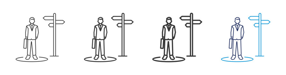A collection of illustration direction icons that shape the future with various line styles, thicknesses and colors on a white background.