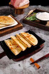 Traditional Asian Pancakes with Pork Belly Ingredients Studio Food Photography