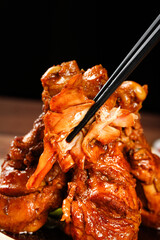 Braised Chinese Chicken Thighs with Chopsticks - Delicious Asian Style