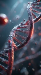 Intricate DNA Strand Rendered with Molecular Elements and Effects