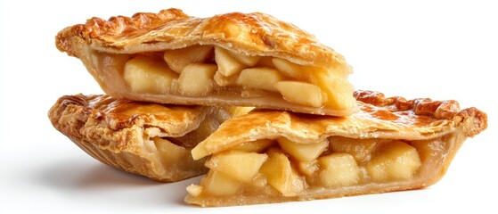 Delicious Slices of Apple Pie on White Surface Perfect for Desserts