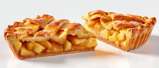 Freshly Baked Apple Pie Slices on Clean White Background