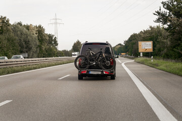 On a german autobahn with a mountain bike heading towards ulm