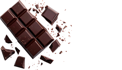 濃厚なダークチョコレートが砕けた質感｜背景なし・透過PNG・コピースペース