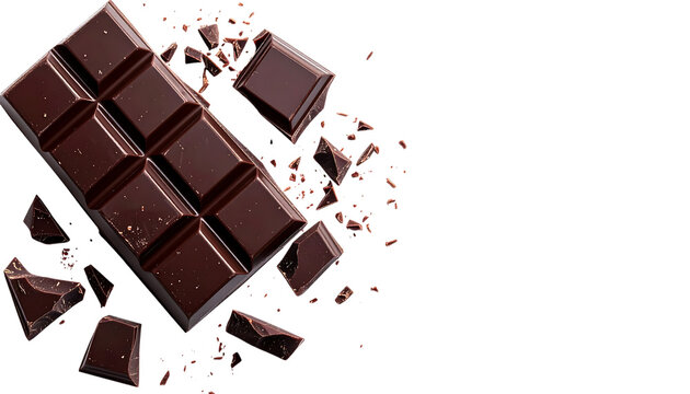 濃厚なダークチョコレートが砕けた質感｜背景なし・透過PNG・コピースペース