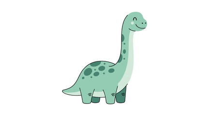 Naklejka premium Adorable cartoon brontosaurus dinosaur illustration with charming spots a friendly and playful prehistoric creature.
