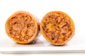 Spicy Squid Roe Instant Snack Cross Section Showing Delicious Textured Filling Ready to Eat