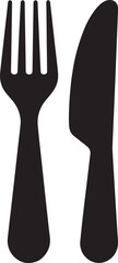 Elegant Cutlery Silhouette Design: Fork and Knife Icon for Culinary and Restaurant Concepts