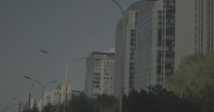 Modern Cityscape with Skyscrapers and Clear Blue Sky