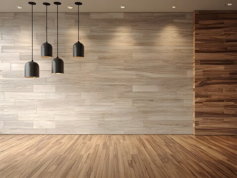 Balanced interior hall wooden texture flooring wall tone harmony