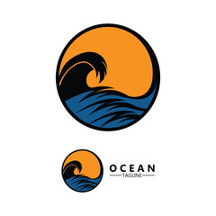 ocean logo vector icon illustration. logo for nature, community, travel companies, resorts and environment