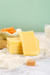 German Emmental Cheese Cubes and Slices with Milk