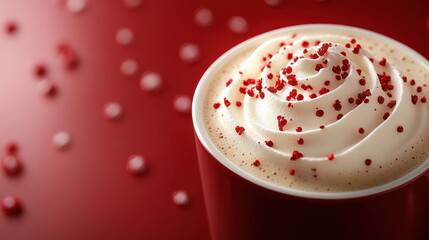 Rich Creamy Beverage Topped with Whipped Cream and Decorative Sprinkles