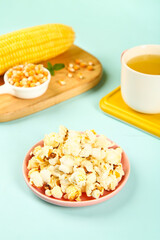 Popcorn, Corn and Beverage Flat Lay