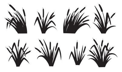 Cattails Vector Black and White © Unirb