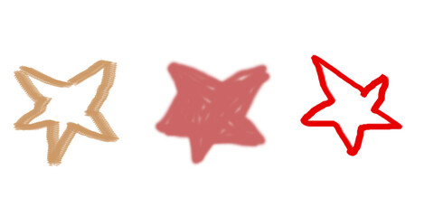 Obraz premium Hand-drawn star shapes in mixed styles on transparent background for decorative accents, creative artwork, and graphic design