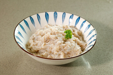 Fresh Shrimp Paste in Decorative Bowl with Parsley Garnish