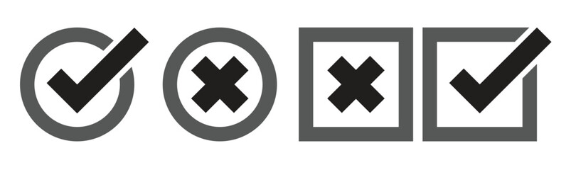 Obraz premium check marks and crosses circle and square minimalism icons