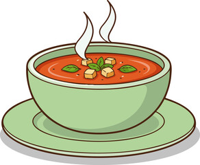 Vector illustration of a bowl of soup.