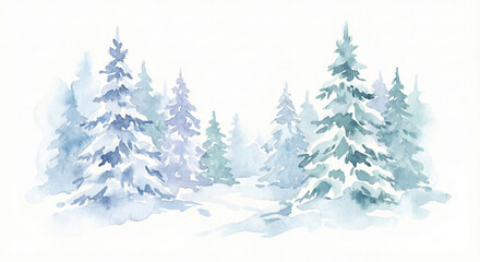Fototapeta premium Serene winter forest landscape with snow covered pine trees creates peaceful and cold nature scene. tranquil environment evokes sense of calm and natural beauty