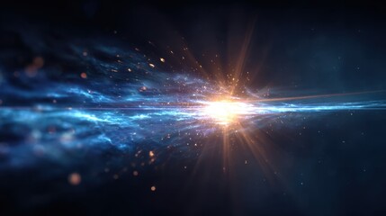 Cosmic Explosion: Witness the awe-inspiring birth of celestial wonders as a vibrant burst of energy tears through the darkness, igniting the vast expanse of space.