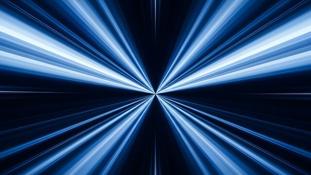 Abstract blue light trails converging on a central point