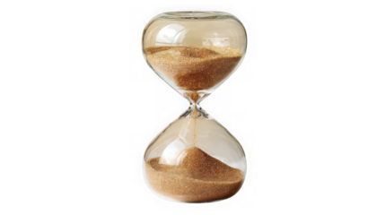 Glitter hourglass timer isolated on transparent background