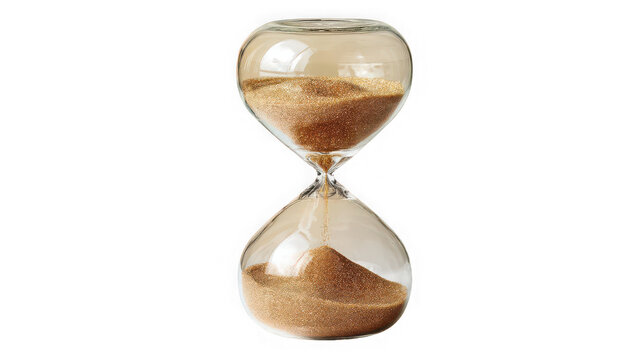 Glitter hourglass timer isolated on transparent background