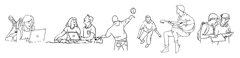 campus life outline vector series