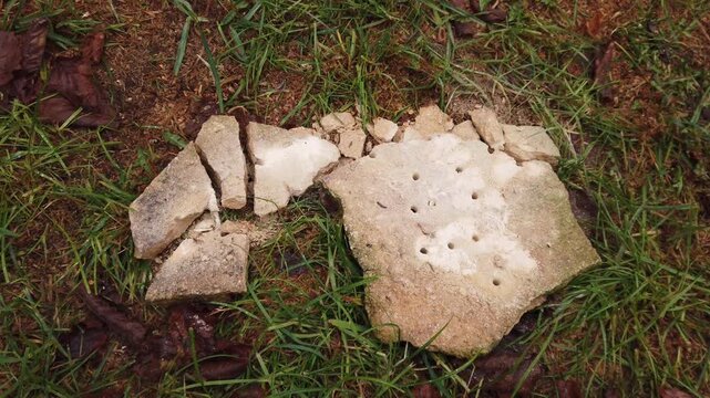 Still video of drilled holes in limestone by SDS rotary hammer drill