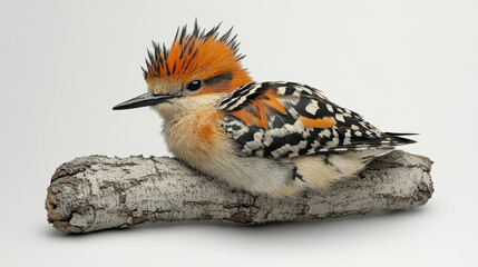 Vivid Woodpecker Perched on Log Showcasing Striking Orange and Black Plumage