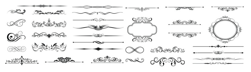 collection of vintage calligraphic borders and ornate dividers