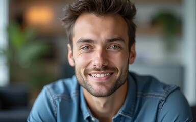 Portrait of a young entrepreneur in office environment. High quality